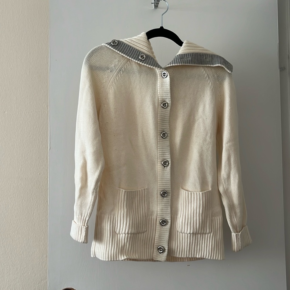 Banana Republic Cream Button Down Sweater with Pockets size M